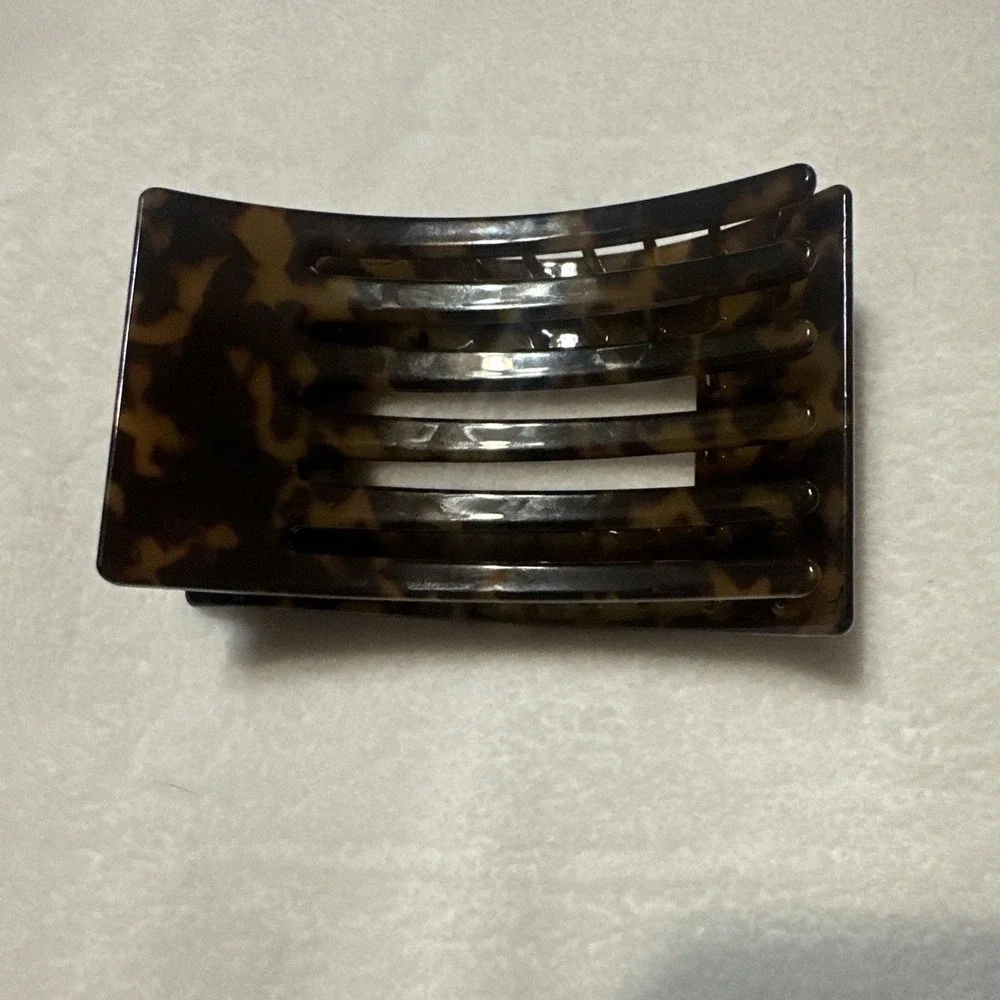 TELETIES - Rectangle Flat Hair Clip | Medium| Tortoise